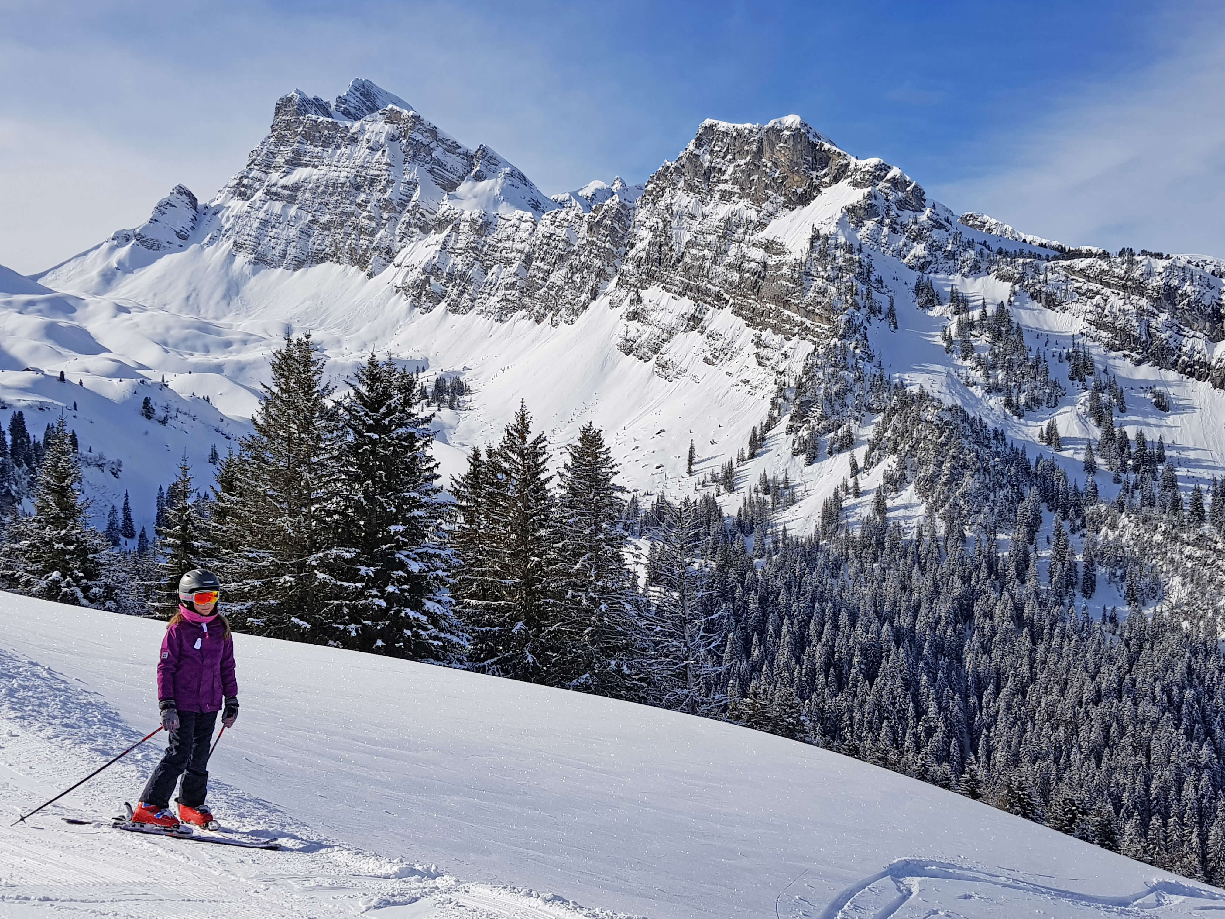 Photo Une skieuse se tient au bord de la piste - voir la photo