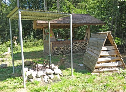 Feuerstelle mit gedecktem Sitzplatz