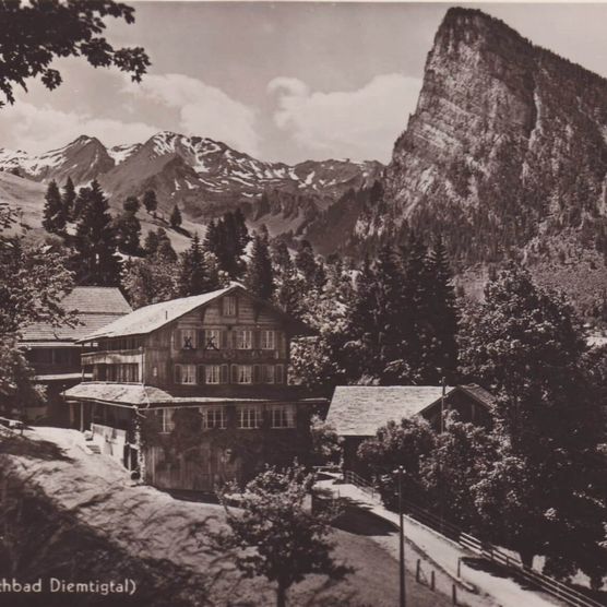Photo Historical view of the Rothbad with Schwarzenberg in the background - to the photo